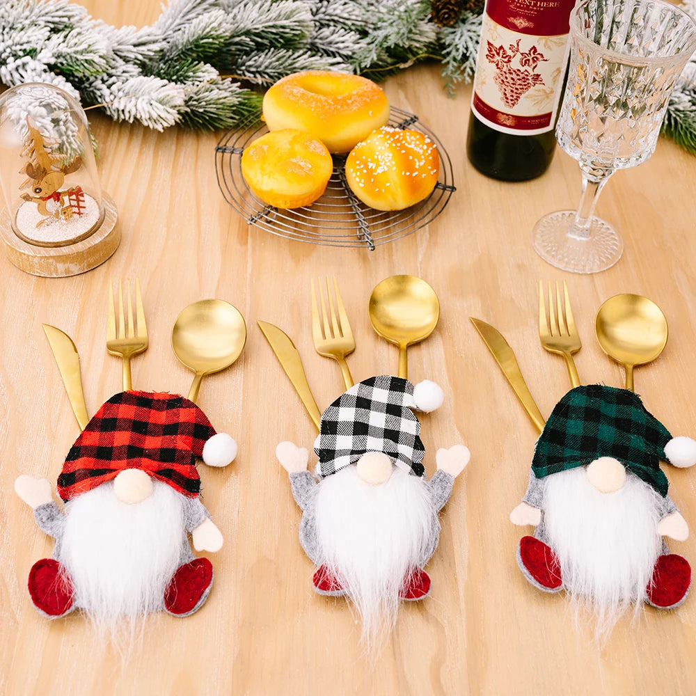 Christmas Cutlery Holder Bags Santa Claus Knife Fork Pocket Tableware