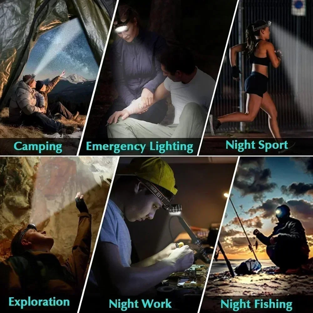 KDULIT Rechargeable LED Headlamp – 4 Modes, IPX4, 300M Beam