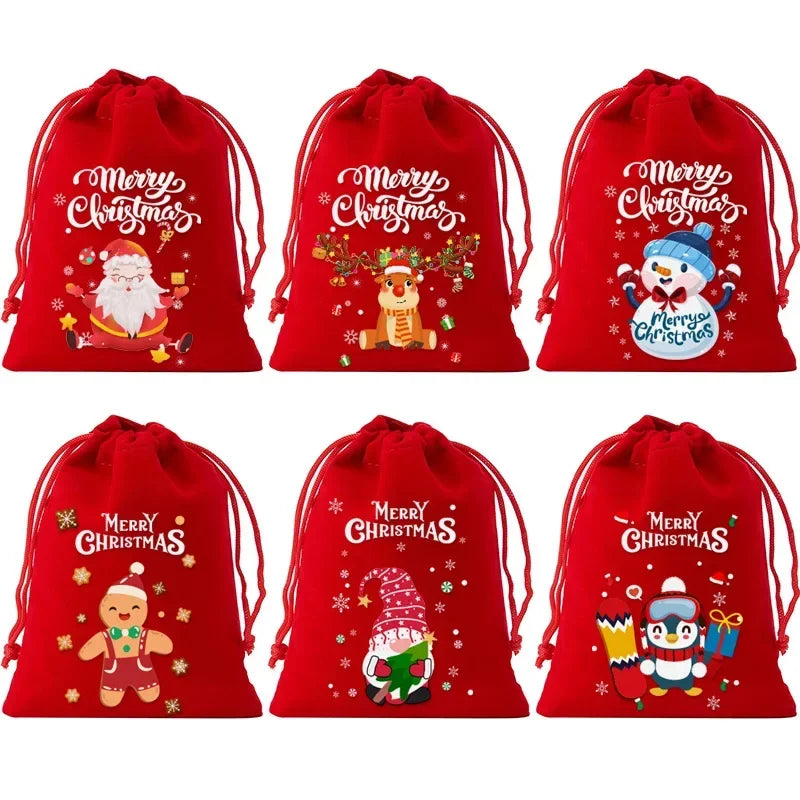6PCS Christmas Linen Drawstring Bags Candy Biscuits Pouchs Burlap Bracelet Jewelry Storage Bags Xmas Kids Gift Packaging Bags yu Zpaxo B Other 10x15cm