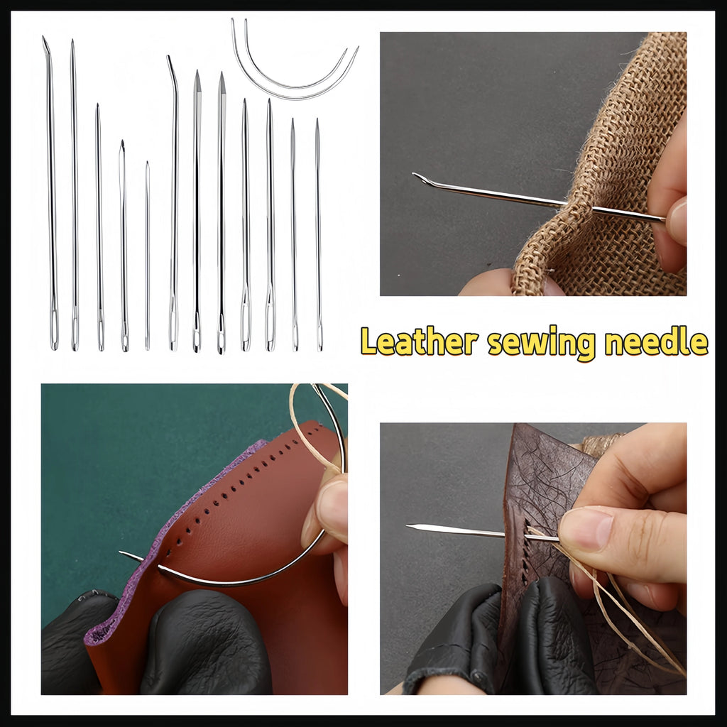 DIY leather sewing set, leather craft tool combination, sewing needle set, leather grooving device, wax thread Zpaxo