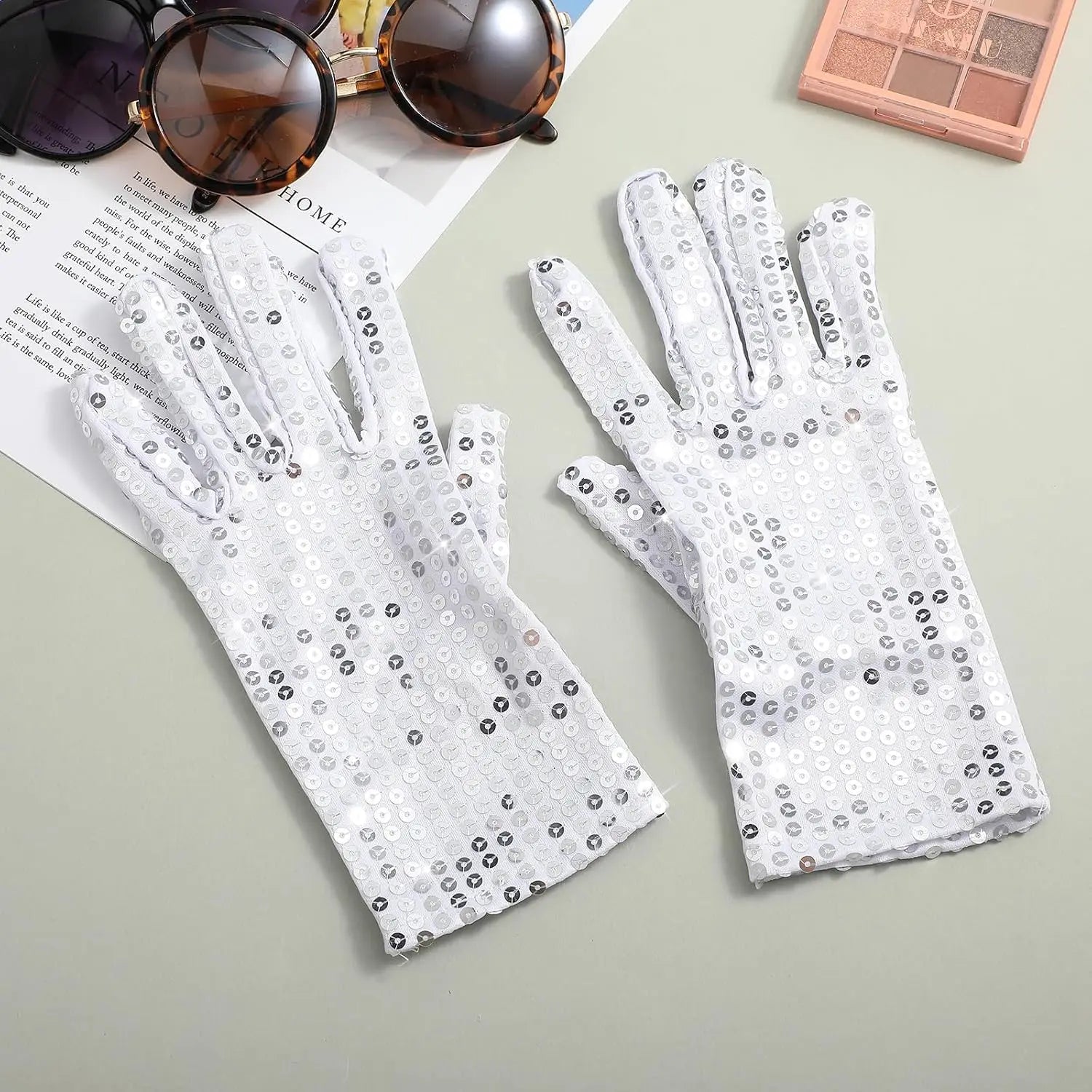 Sequin Shiny Mesh Gloves Sparkly Costume Accessories Stage
