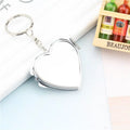 Makeup Mirror Folding Mirror Key Chain with Key Ring Metal Makeup Cosmetic Mirror Key Ring Portable Round Heart Zpaxo heart-shaped