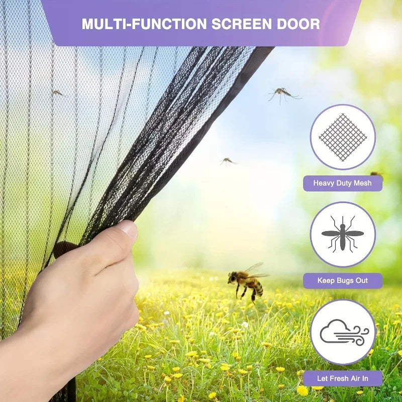 Heavy-duty Magnetic Screen Door Self-sealing Hands-free Mesh Insect