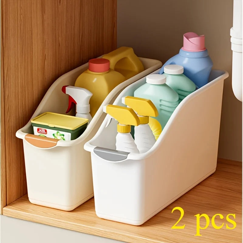 Plastic Storage Bins Curved-compartment Organizer Home Ideal Cleaning