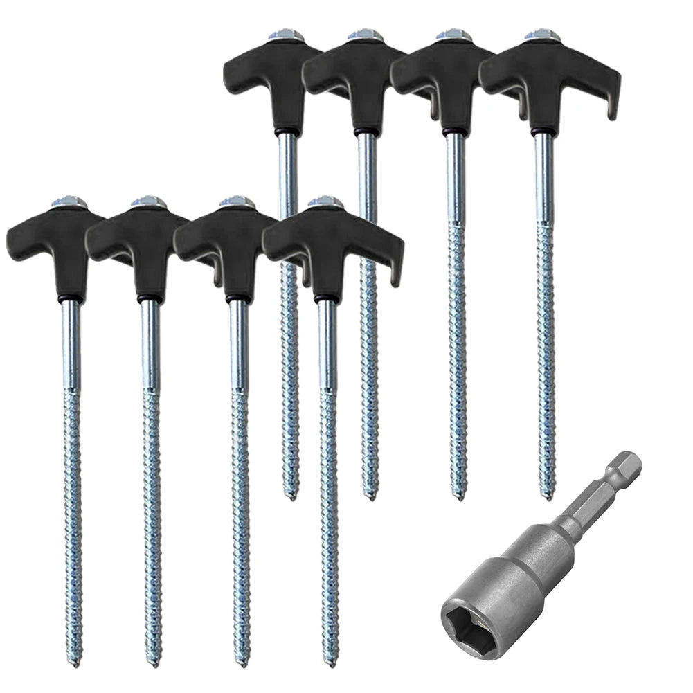 Camping Pegs Drill Hex Socket Heavy Duty Spiral Screw Stakes Ground Zpaxo Black