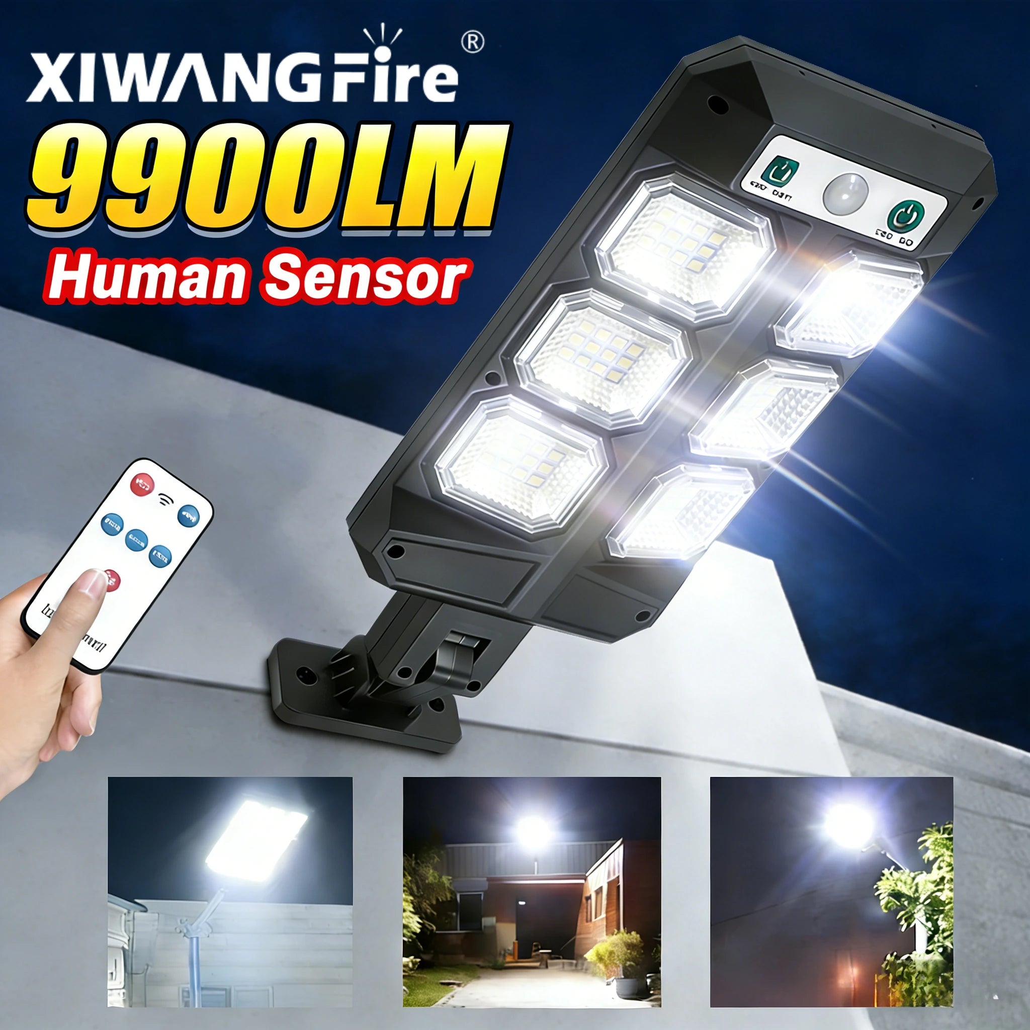 Solar Motion Sensor Porch Light Outdoor Waterproof Wall Lamp 3 Modes Zpaxo