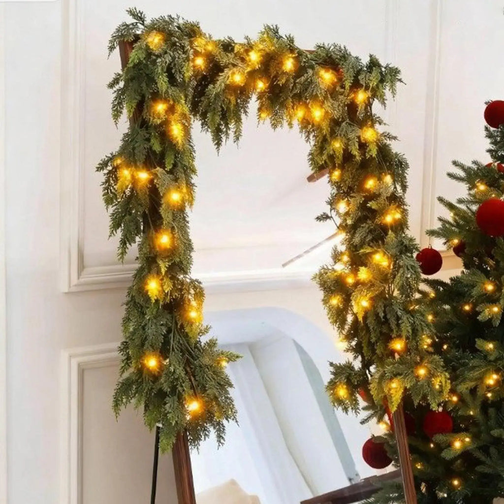 LED Christmas Garland 6ft Artificial Greenery 90 Lights Realistic