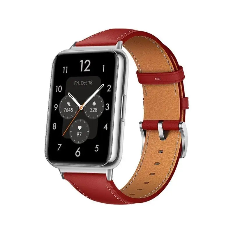 652F Leather Strap Compatible Huaweiwatch Fit 2 Waterproof Bracelet Zpaxo Red CN