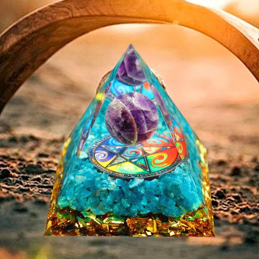 Handmade Orgone Pyramid Natural Crystal Reiki Chakra Orgonite Energy