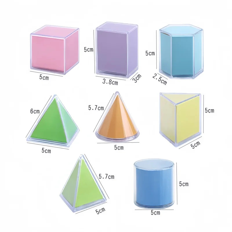 Montessori Math Transparent 3D Geometry Building Block Learning Toy