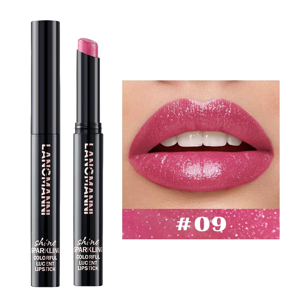 10Color Diamond Glitter Velvet Lipstick Long Lasting Moisturizing Zpaxo 09