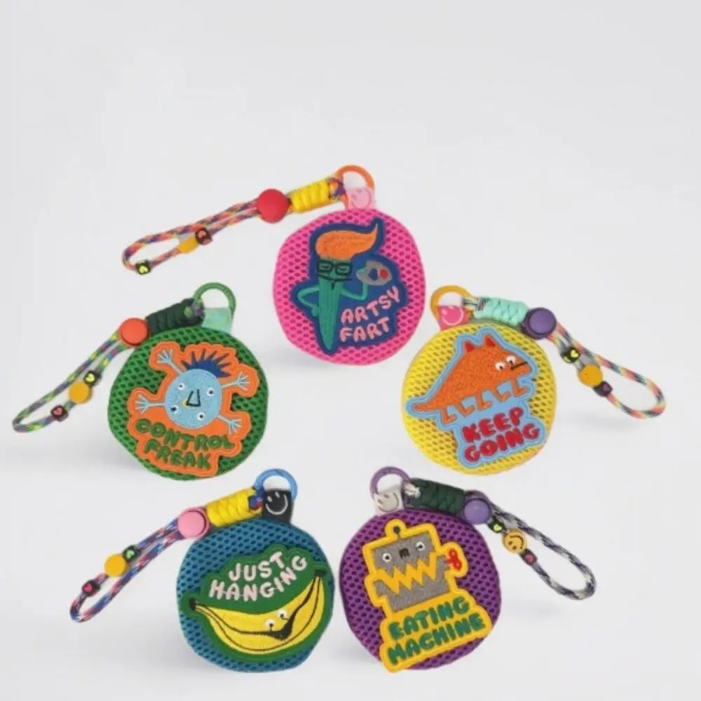 Portable Small Mesh Pouch Keychain with Handle Rope Breathable Headphones Organizer Buckle Closure Round Anti-mosquito Bag Zpaxo