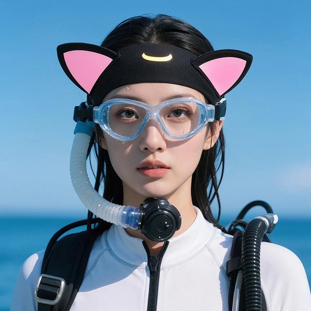 Cat Ears 3mm Neoprene Diving Headband Adjustable Dive Hairband Hair Protection Band Wetsuit Hood for Snorkeling Surfing Zpaxo