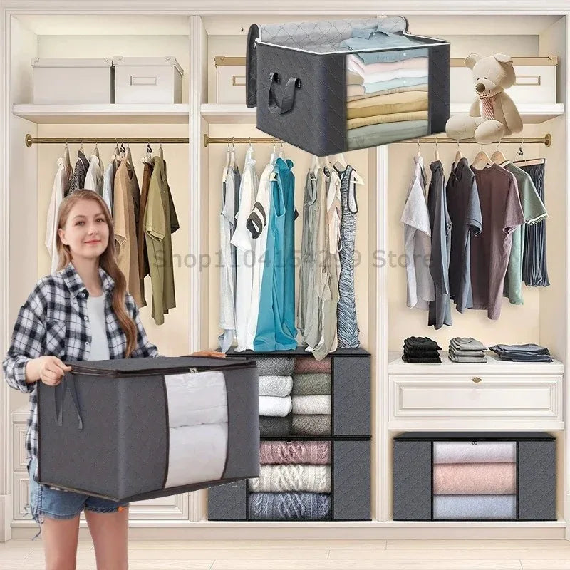 Clothing Storage Box Large Capacity Laundry Storage Organizers Transparent Clothing Storage Large Dust Zipper Closure Zpaxo