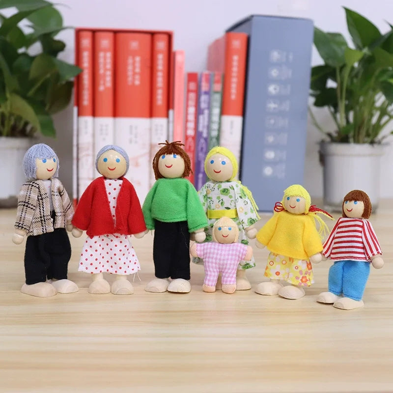 Wooden Dollhouse Dolls Flexible Mini People Figures Doll House