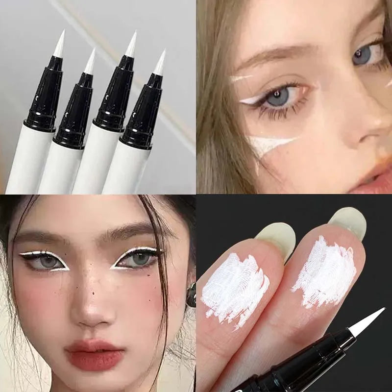 Ultra-thin Matte White Eyeliner Liquid Pen Waterproof Smudge-Proof Long Lasting Lying Silkworm Pen Pigment Eyes Brighten Makeup Zpaxo