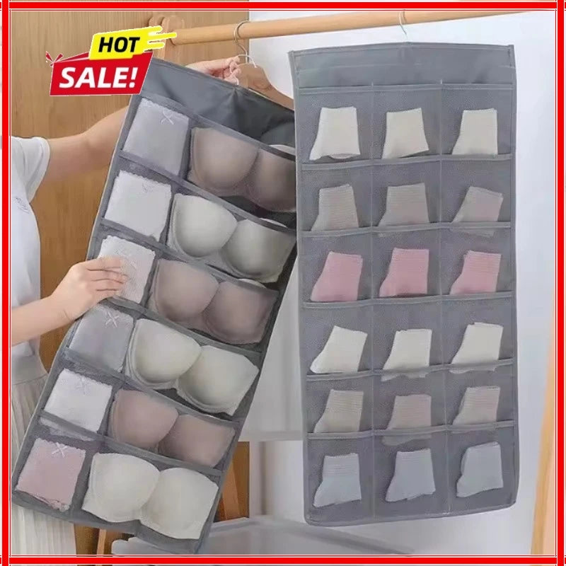 Double Sides Underwear Storage Hanging Bag Dormitory Home Wardrobe Hanging Wall Foldable Bag Underpants Socks Organizer Zpaxo