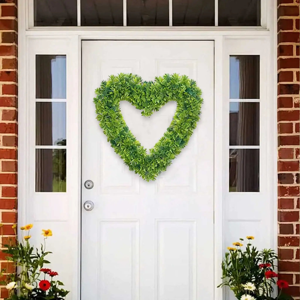 Simulation Artificial Green Leaves Wreath Plastic Greenery Yard Signs
