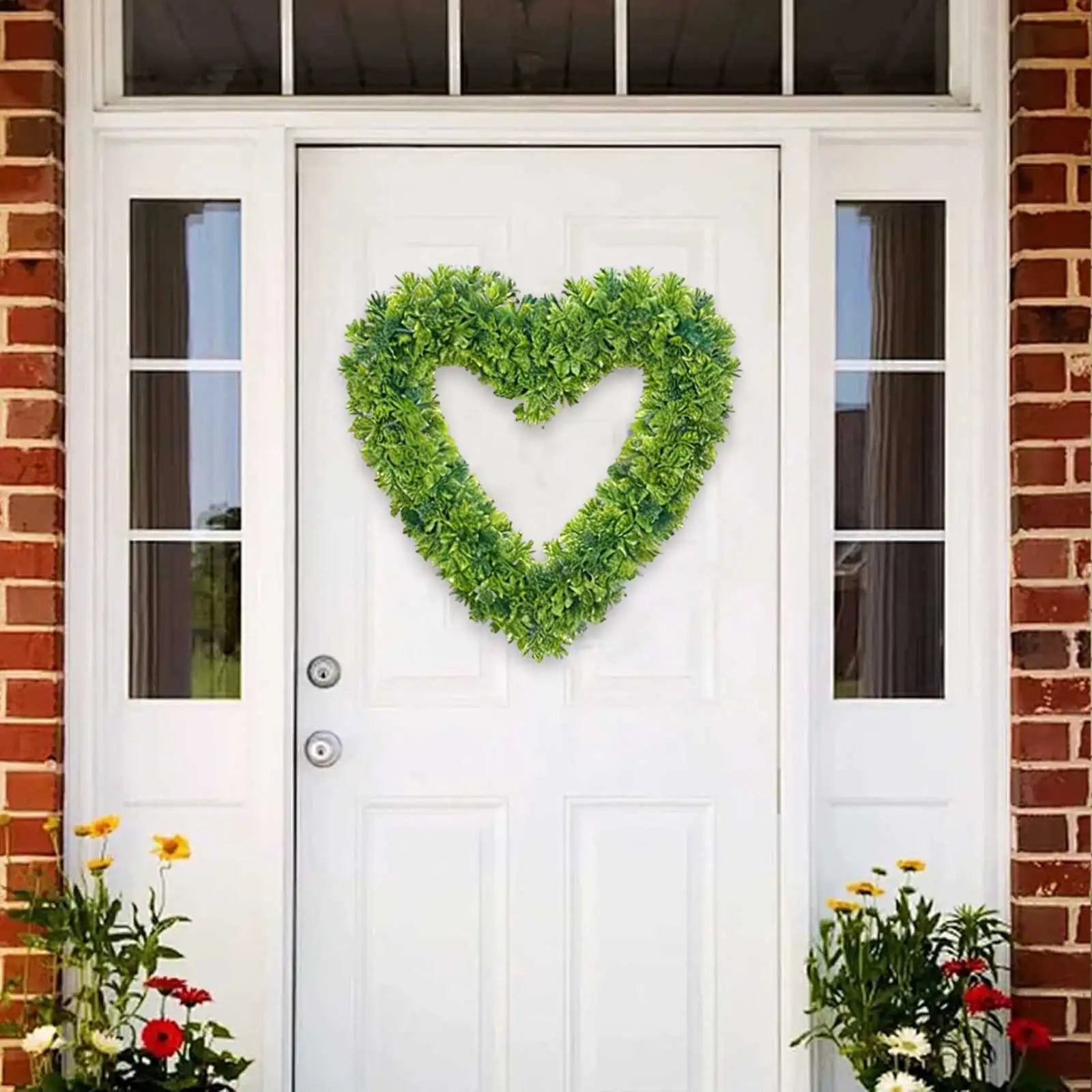 Simulation Artificial Green Leaves Wreath Plastic Greenery Yard Signs