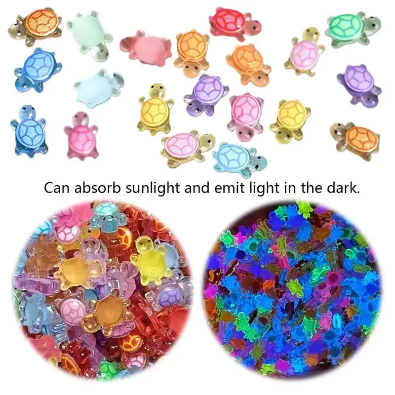 100 Glow-in-the-dark Resin Turtle Figurine Glowing Miniature Handmade