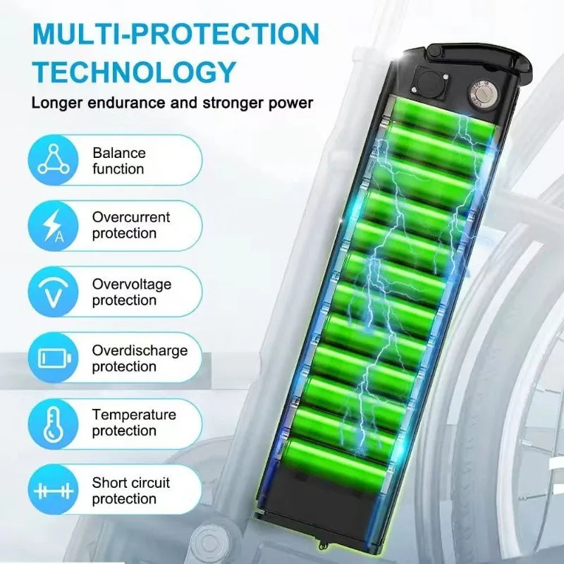 Batterie lithium-ion universelle 36V 48V 15ah-20ah Silver Fish 18650, batterie de vélo pliant, BMS intégré pleine capacité Zpaxo