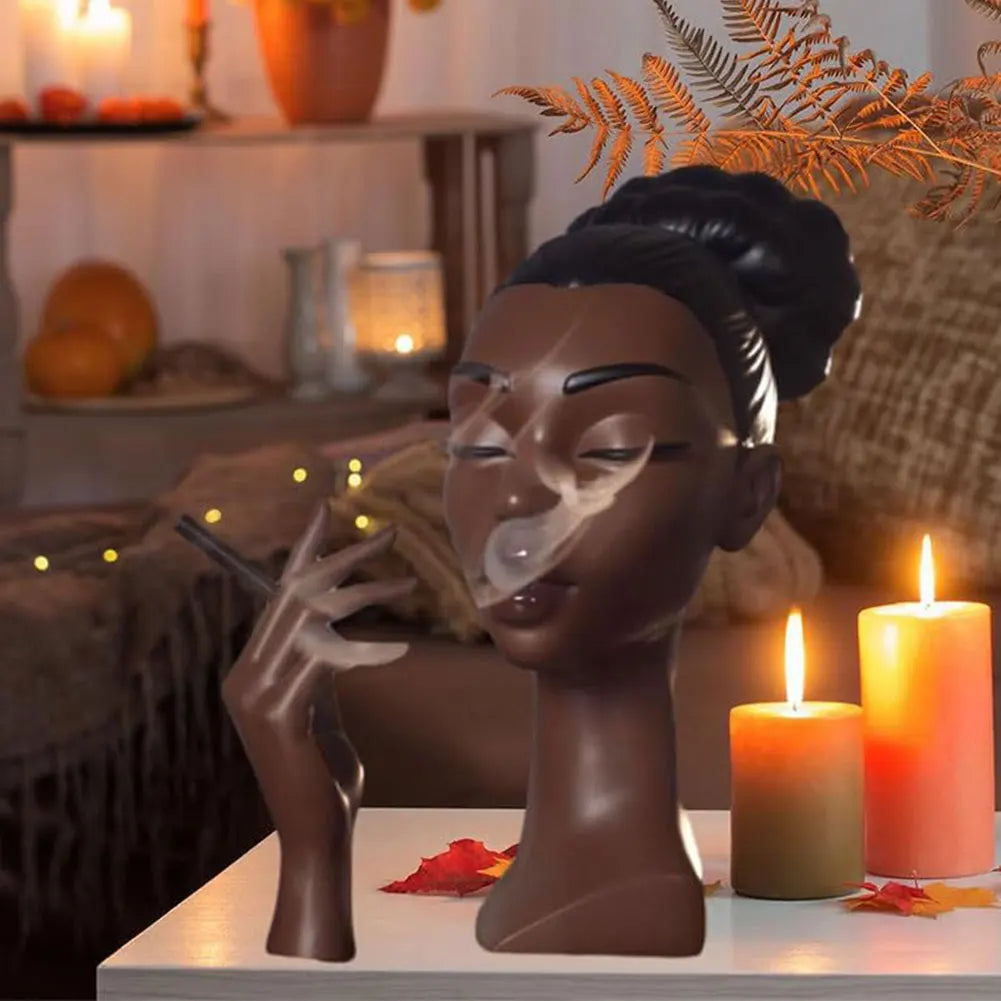 Elegant Black Women Head Incense Burner Headscents Incense Holder Black Woman Incense Burner Head Black Women Home Decoration Zpaxo