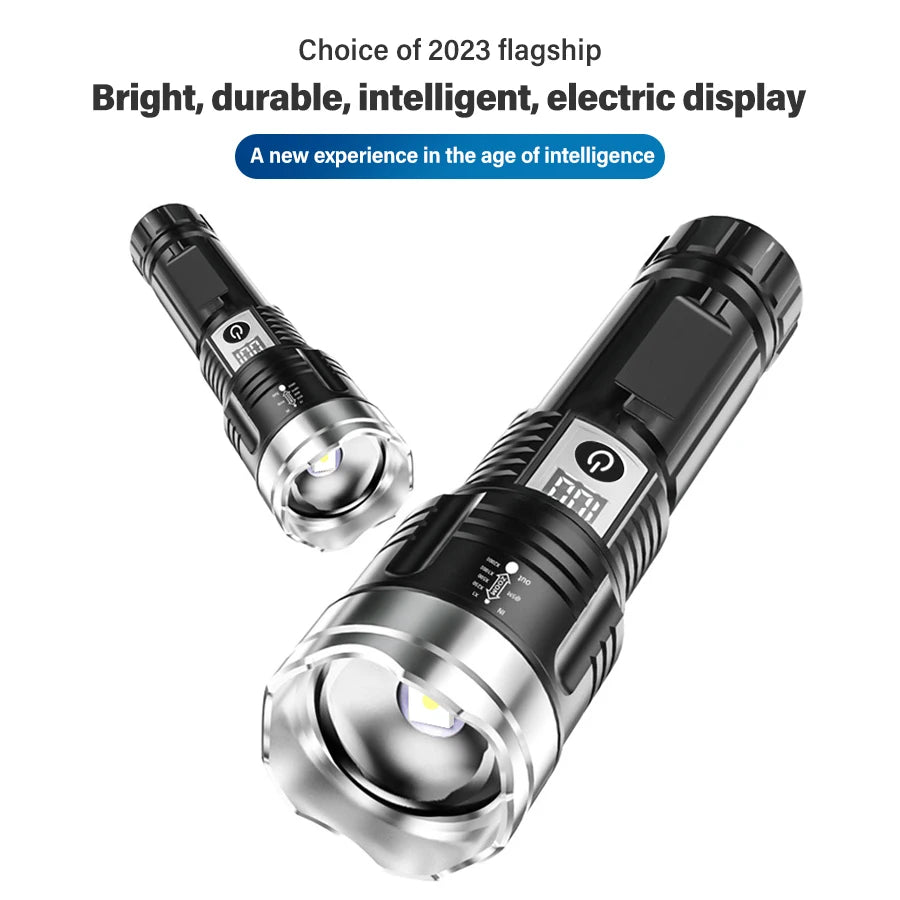 KDULIT 30W LED Flashlight – Type-C Rechargeable, Waterproof Torch