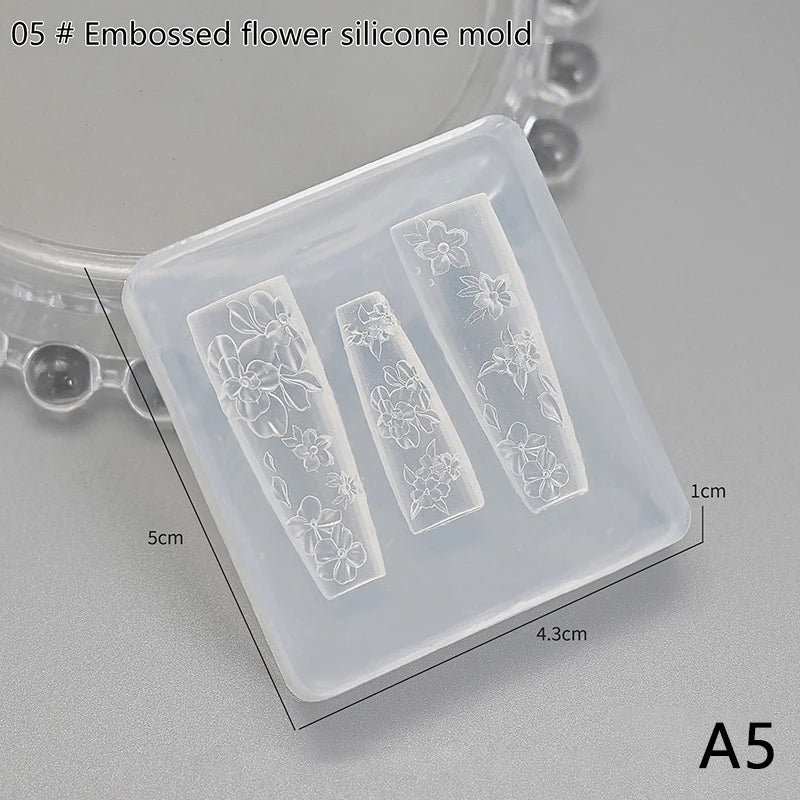 Silicone Flower Butterfly Nail Carving Mold 3D Stamping Plate Nails Zpaxo A5