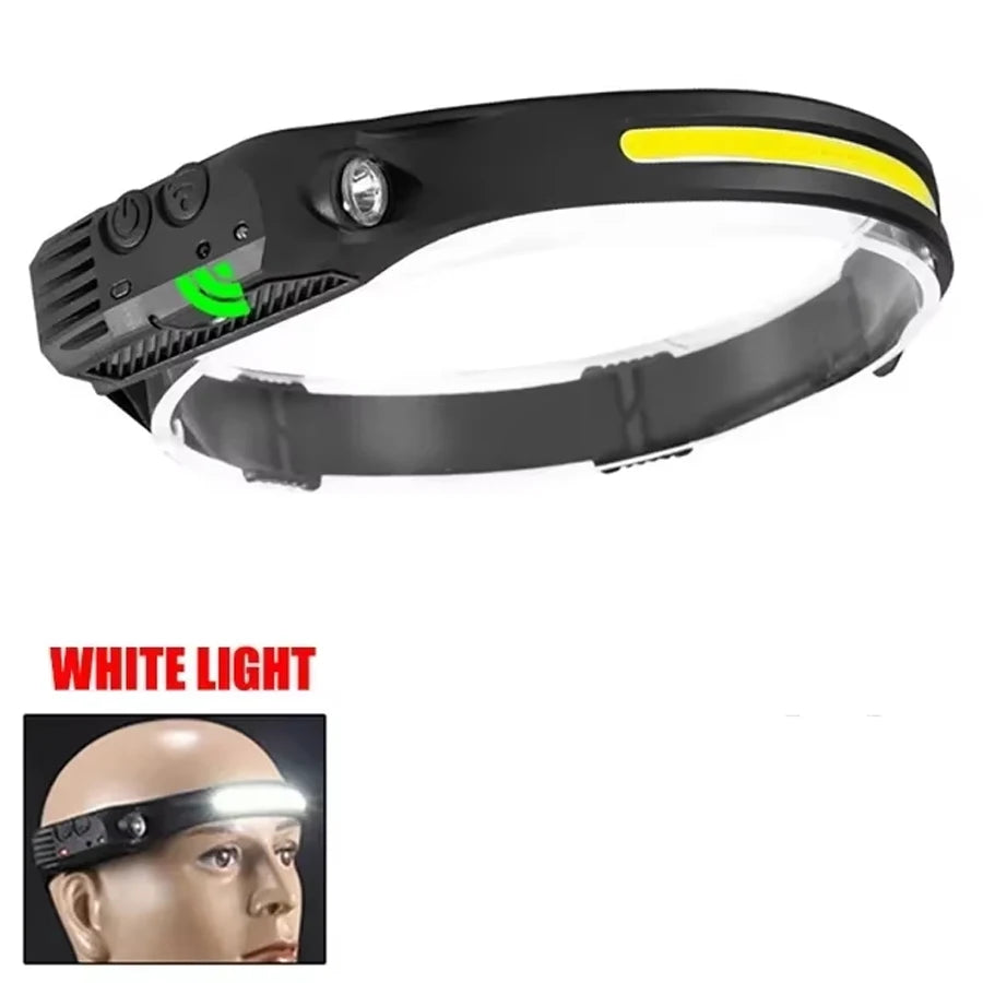 COB LED Rechargeable Headlamp – 6-Mode Sensor Headlight