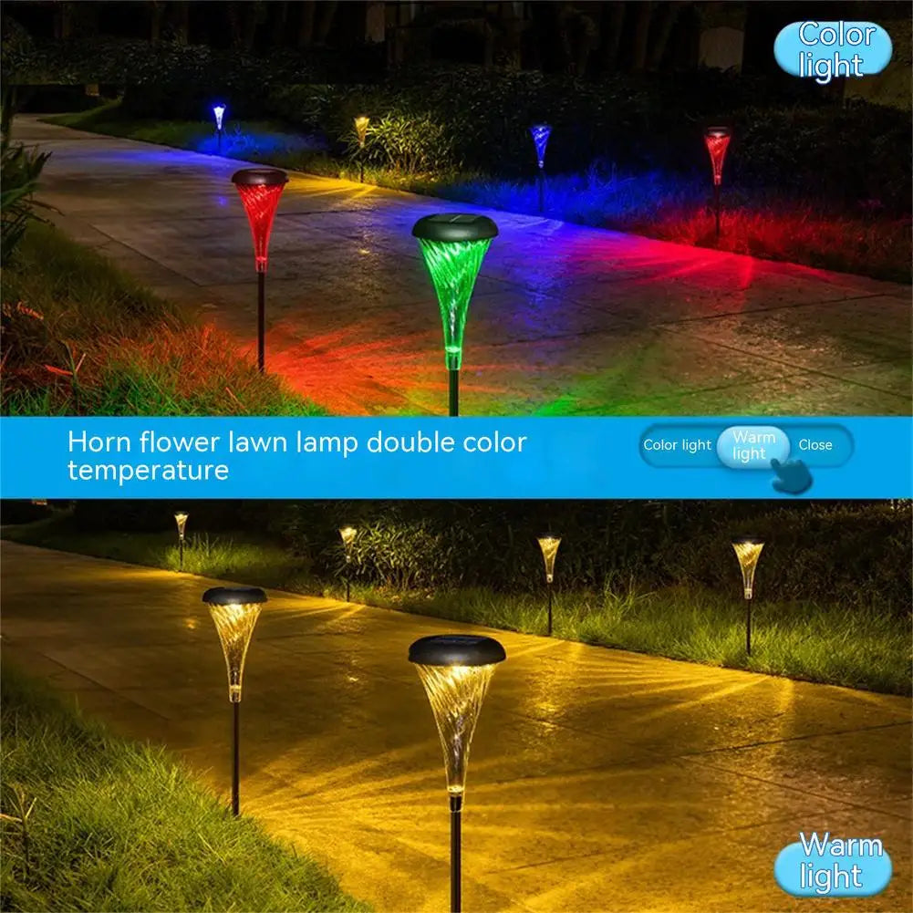 Solar Lawn Lights RGB /Warm Lighting Change Mode Landscape Decorative Ground Plug Light for Villa Garden Grass Waterproof Patio Zpaxo