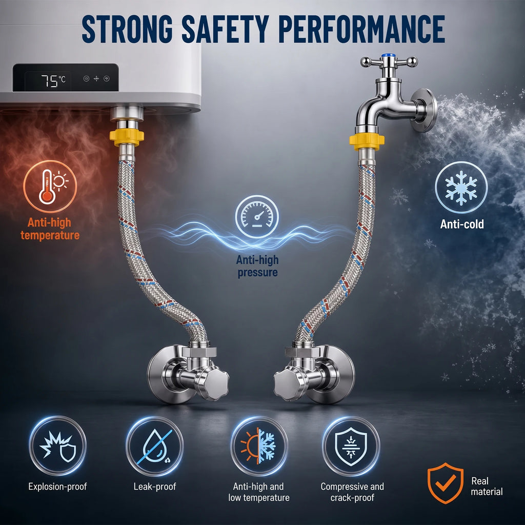 Faucet Hose Connector 304 Stainless Steel Braided Water Supply Line Explosion Proof Flexible Inlet Pipe for Toilet Water Heater Zpaxo