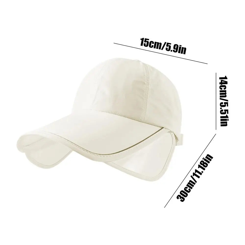 Sunscreen Hats Widened Brim Summer Sun Hat Outdoor Big Brim Cap Breathable Fishing Hat Retractable Sunshade UV protection Zpaxo Beige