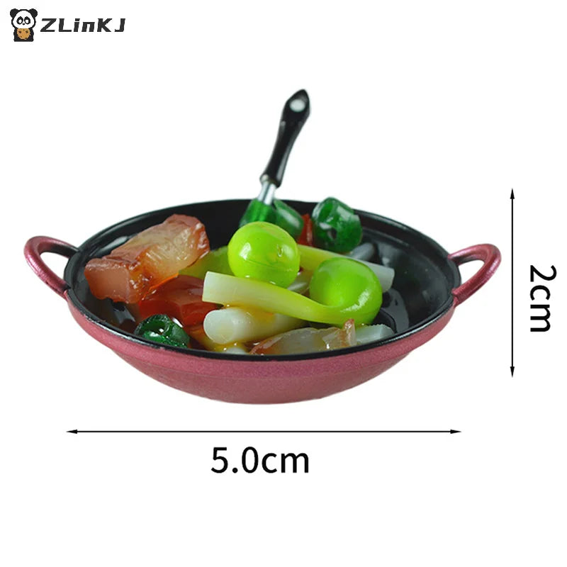 ▶1PCS Dollhouse Mini Metal Cooking Pot with Food Simulation Kitchen Utensils Model Doll House Decoration Miniature DIY Accessori Zpaxo