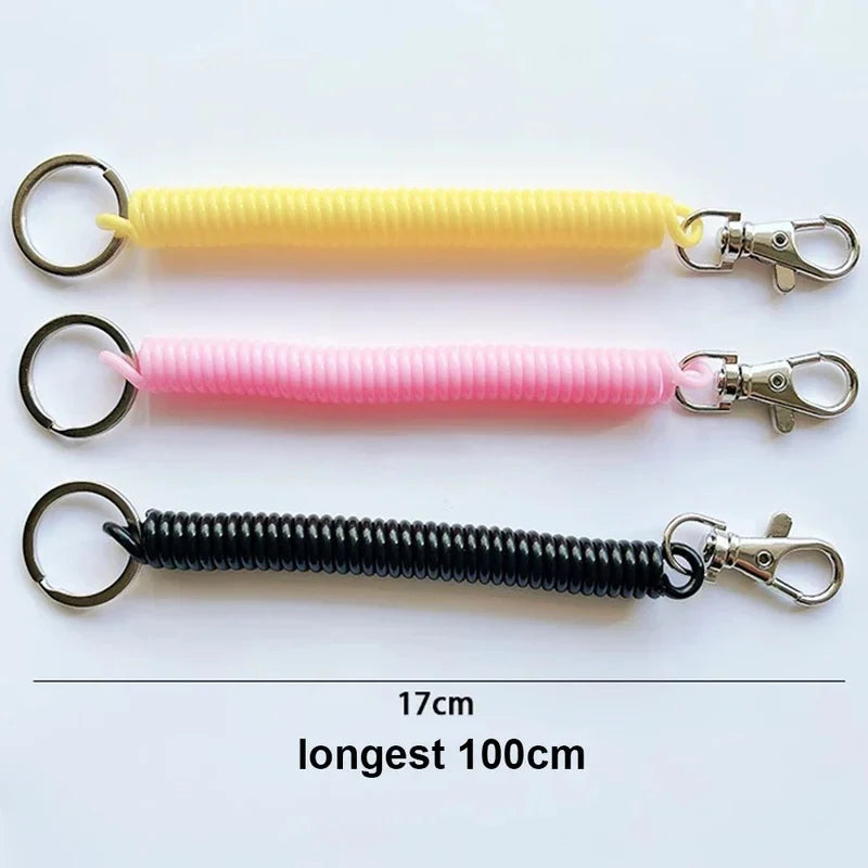 Spiral Coil Spring Keychain with Lobster Buckle – 1/2/4 Pack