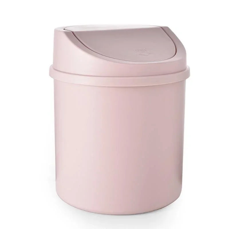 Portable Mini Desktop Trash Can Tube Design With Cover Waterproof Bedroom Office Workspace Garbage Storage Box Zpaxo