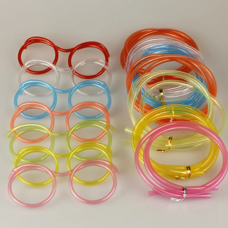 5PCS Fun and Whimsical Children's Glasses Drinking Straws, Flexible Eye Straws, Creative Art, DIY Styling Straws Zpaxo