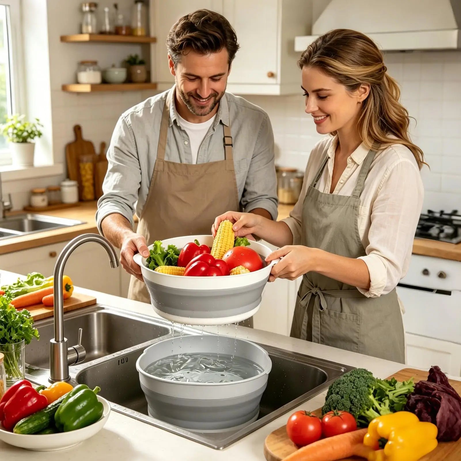 Foldable Strainer Double-layer Fruit Washing Kitchen Parents Daily