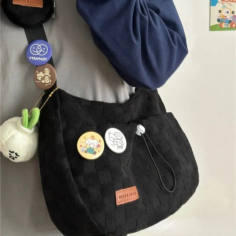 Cute Fashion Designer Handbag Harajuku College Crossbody Bag Solid