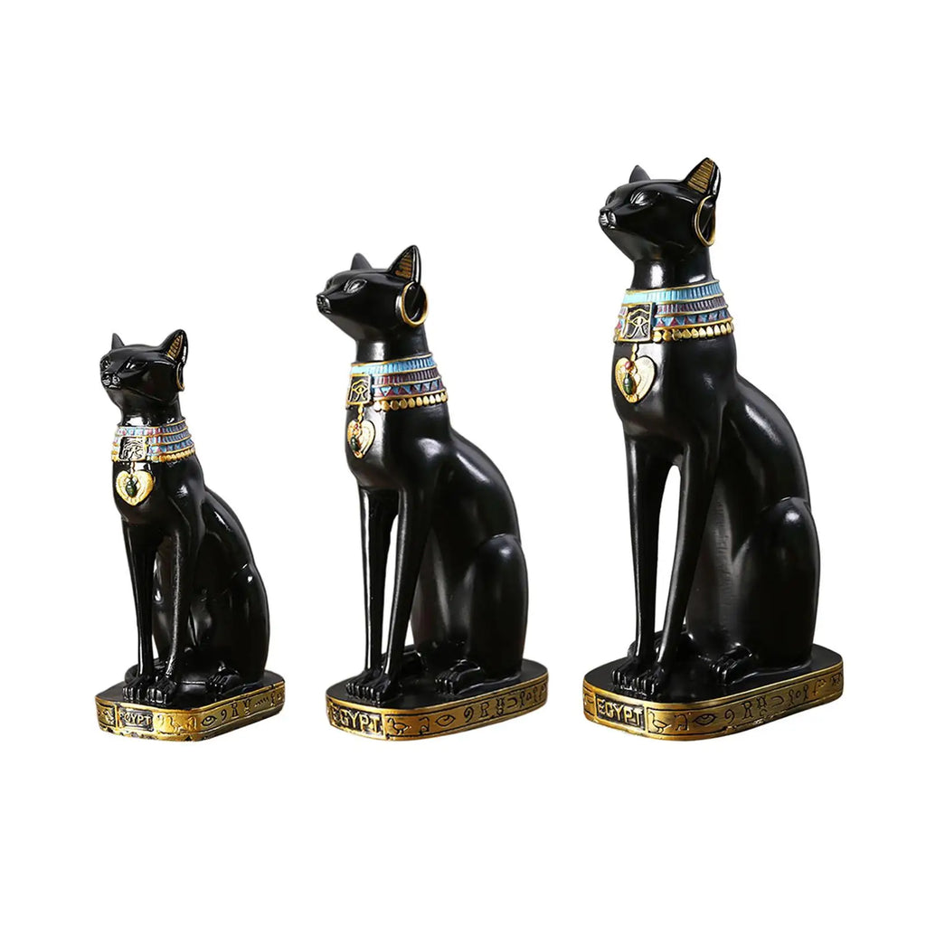 Egyptian Cat Goddess Bastet Statue Ornament Egypt Collectible Animal Sculpture Figurine for Office Shelf Table Desk Cabinet Zpaxo 12.5x19x37cm