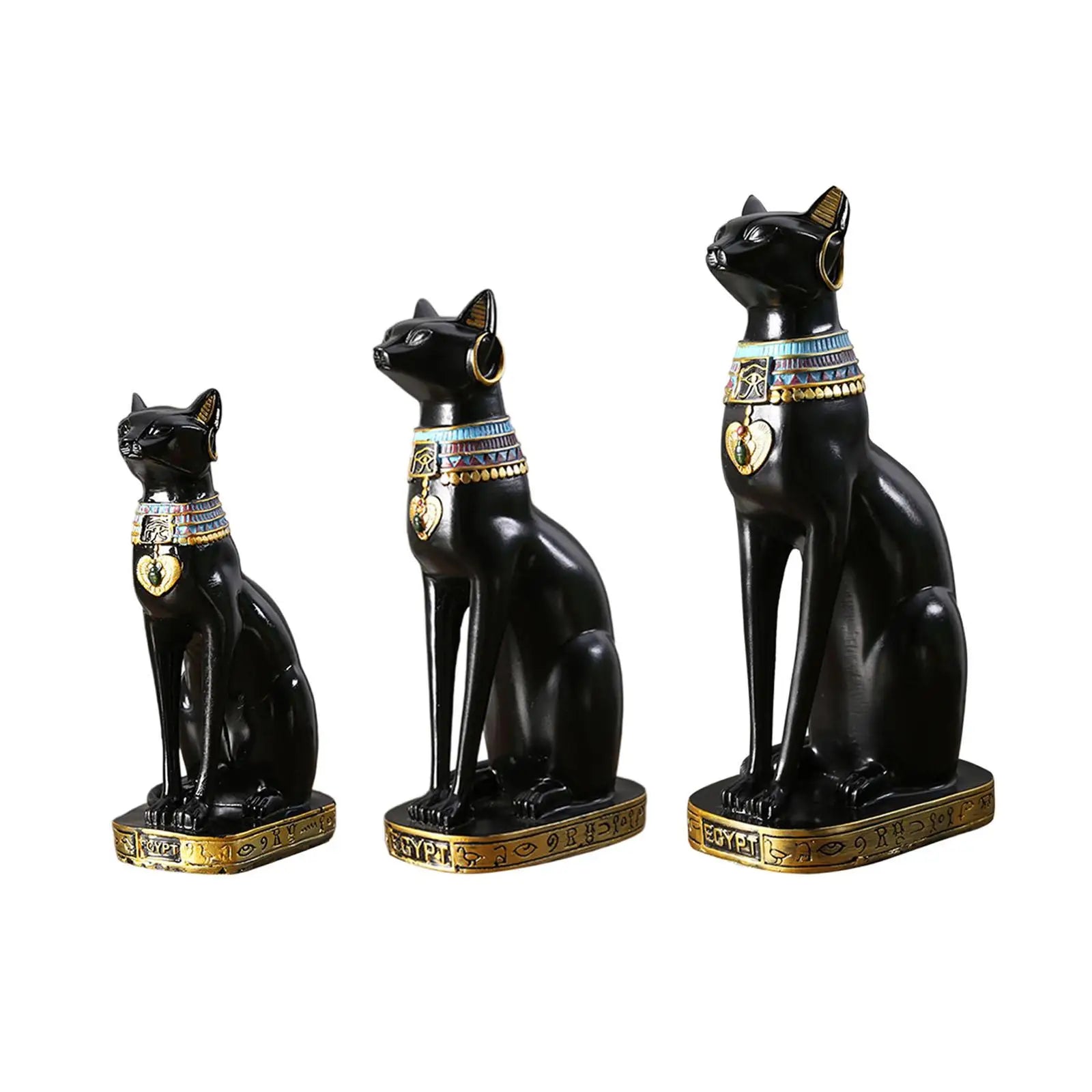 Egyptian Cat Goddess Bastet Statue Ornament Egypt Collectible Animal Sculpture Figurine for Office Shelf Table Desk Cabinet Zpaxo 12.5x19x37cm
