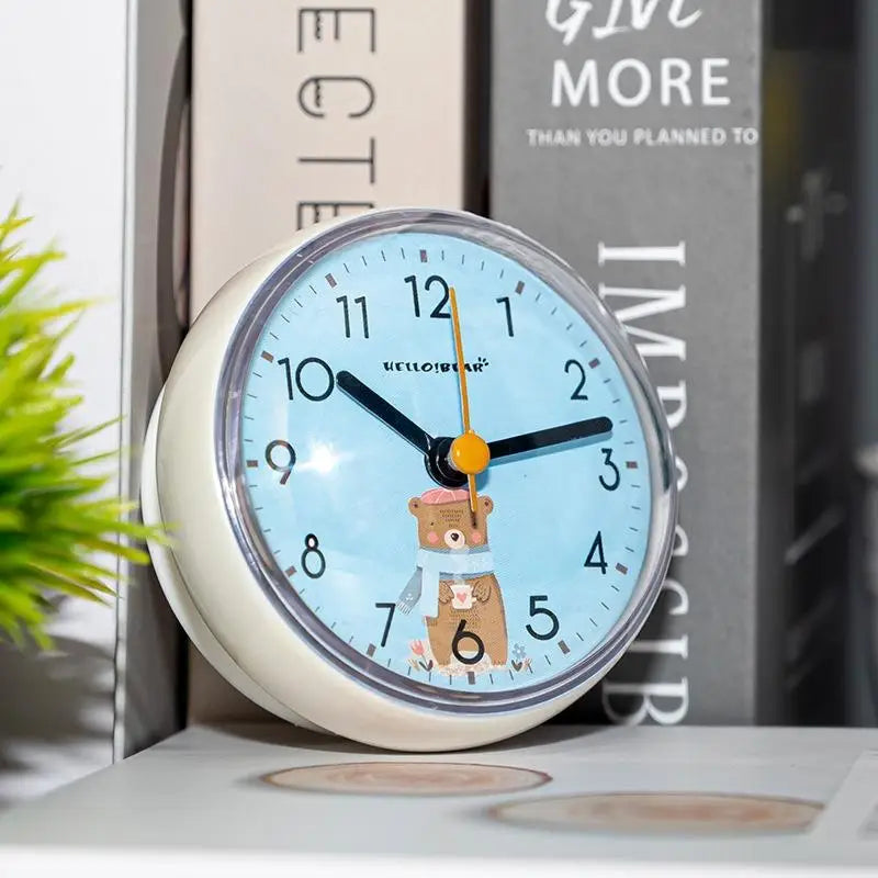 Anti-Fog Waterproof 7cm Kitchen Toilet Small Quartz Table Clock Mini Sucker Wall Clock Bathroom Zpaxo A
