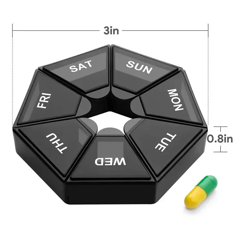 7-Day Portable Pill Organizer – Weekly Medicine Case | 3-Pack