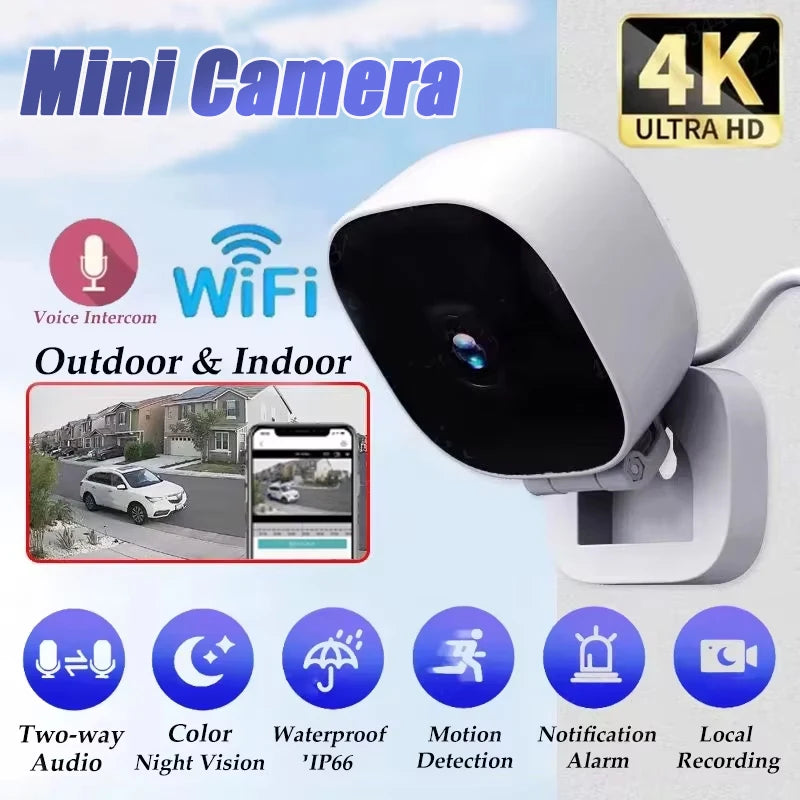 4K Mini Security Camera Ip65 Waterproof Full Night Vision Motion