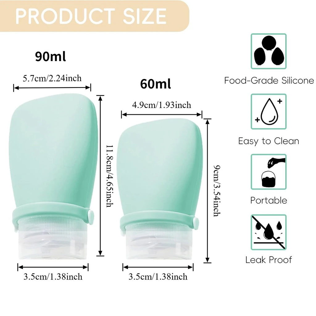 4-Pack Silicone Travel Bottles – Leak-Proof Collapsible Set