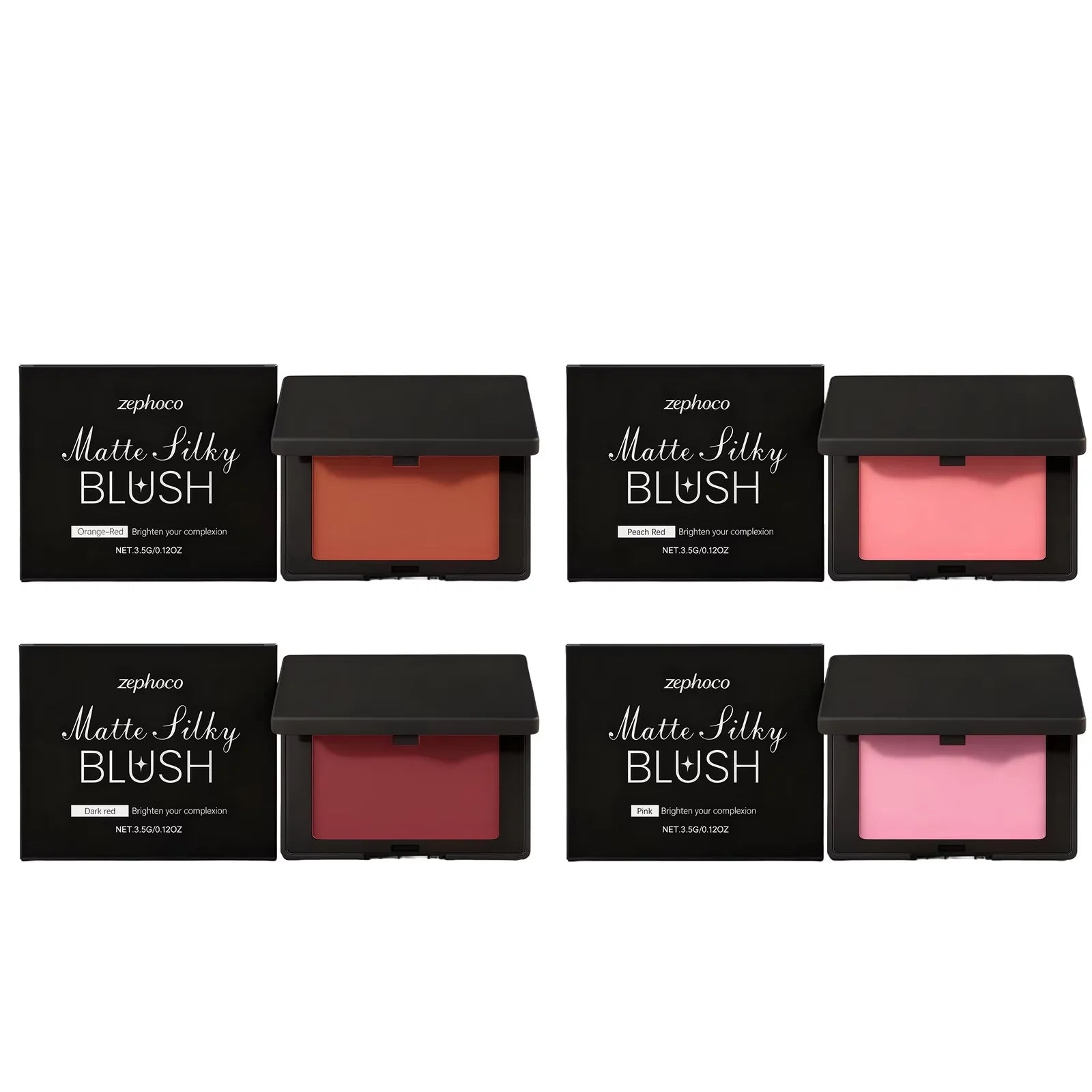 Matte Blush Powder Monochrome Palette Natural Flush Soften Silky Peach Color Face Contour Long Lasting Waterproof Cheek Makeup Zpaxo 4pcs boxed