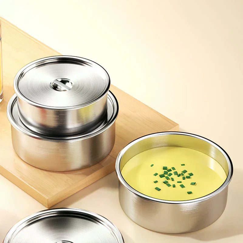 Stainless Steel Steamed Egg Bowl Ramen Rice Fruit Salad Stew Bowls With Lids Soup Cup Food Container Kitchen Tableware Supplies Zpaxo