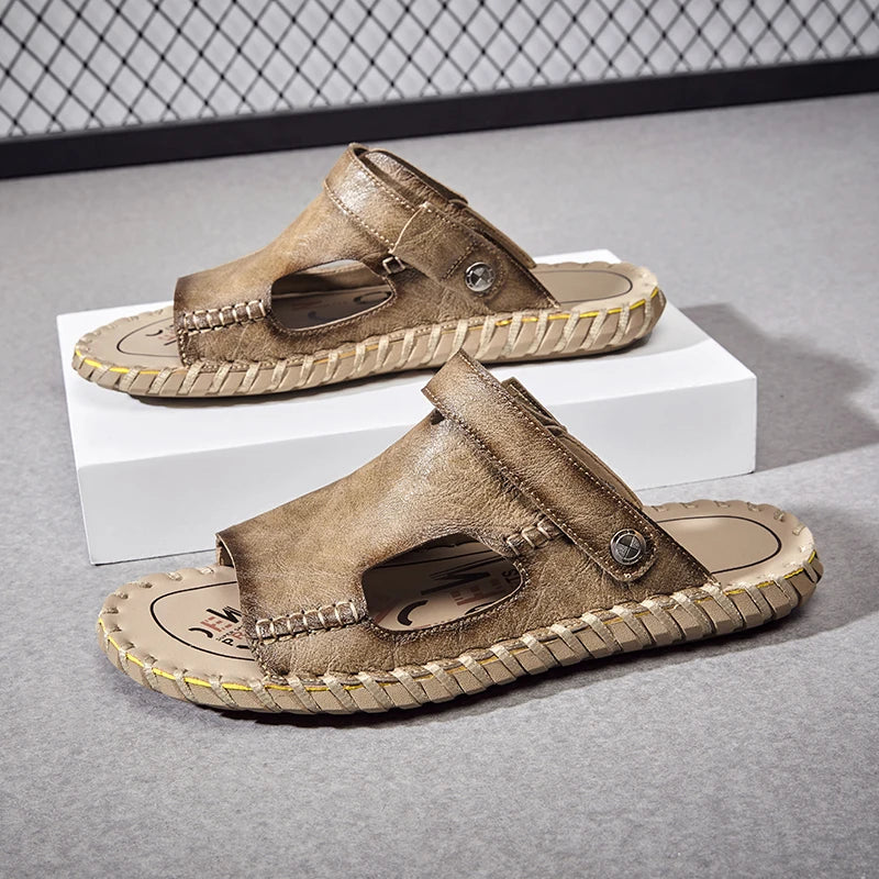 Summer Men Sandals Leather Mens Casual Shoes Outdoor Beach Roman Zpaxo 26326 39
