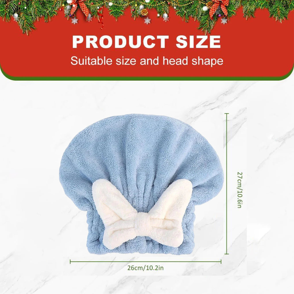 Microfiber Hair Drying Towels Head Wrap with Bow-Knot Shower Cap Hair Turban HairWrap Bath Cap for Curly Long Wet Hair Gift Zpaxo 1PC Blue