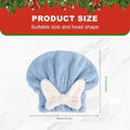 Microfiber Hair Drying Towels Head Wrap with Bow-Knot Shower Cap Hair Turban HairWrap Bath Cap for Curly Long Wet Hair Gift Zpaxo 1PC Blue
