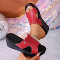 Women Wedges Sandals 2026 New Fashion Slippers Open Toe Solid Color Shallow Sandals High Heels Platform Shoes Women Slides Women Zpaxo Red 35